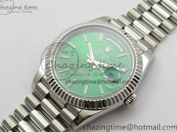 on SS SS Dial Day-Date Dial Green 904 New Markers Bracelet A2836 228239 Version BP 40mm President Stick 0313